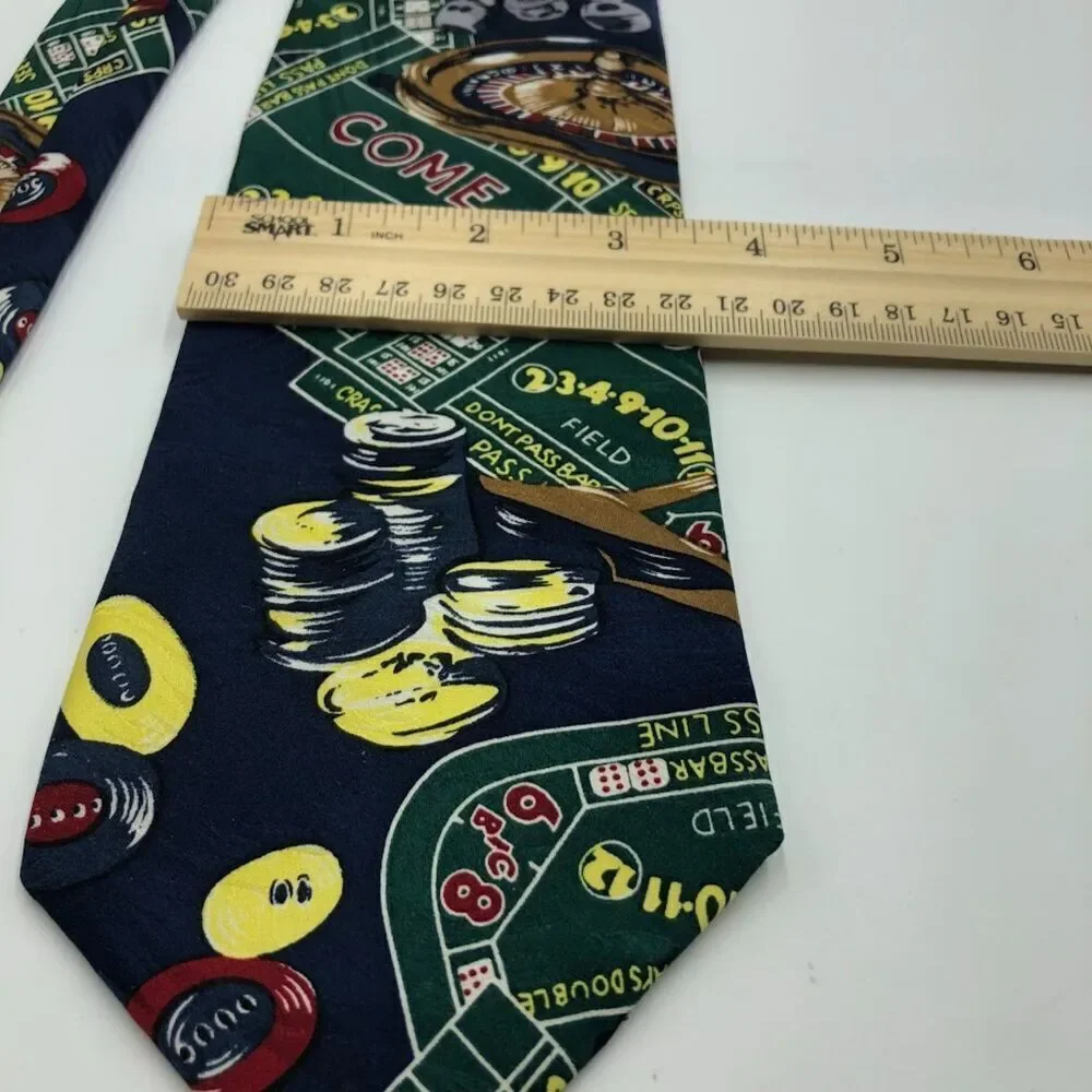 Vintage 1990s Sabatini Men's All Handmade Silk Neck Tie Casino Poker Gambling